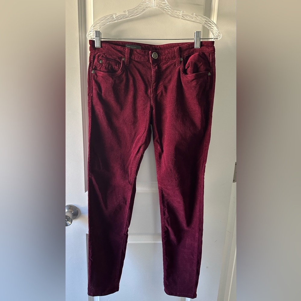 KUT DIANA Skinny Corduroy Pants Burgundy Petite 4P